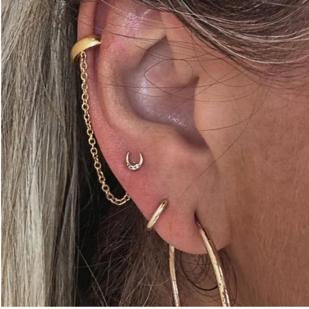 Golday by Jackson Rowe Lynx Ear Cuff with stud chain new